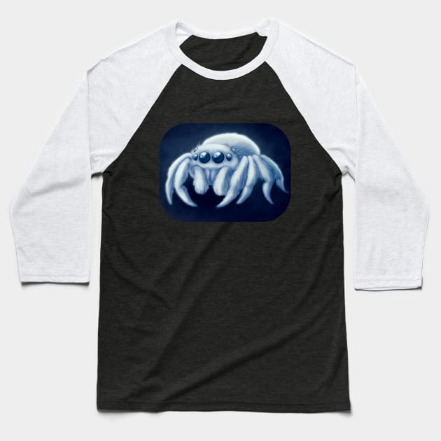 Snowball Jumping Spider Baseball T-Shirt by DoomedDreamer